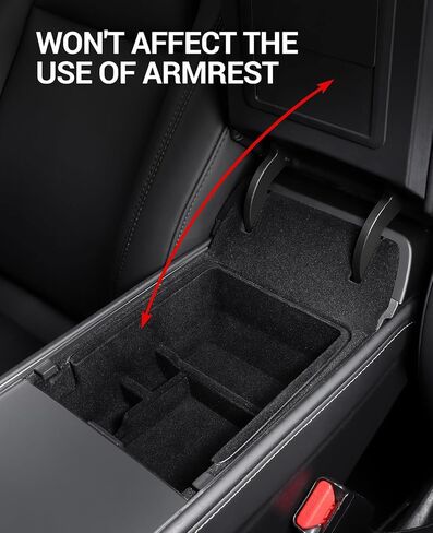 BASENOR Tesla Model Y Model 3 Armrest Storage Box Organizer Center Console Tray Tesla Interior Accessories for 2016-2023 Model 3 2020-2024 Model Y (Not Fit 2024 Model 3) in Saudi Arabia