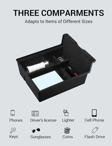 BASENOR Tesla Model Y Model 3 Armrest Storage Box Organizer Center Console Tray Tesla Interior Accessories for 2016-2023 Model 3 2020-2024 Model Y (Not Fit 2024 Model 3) in Saudi Arabia