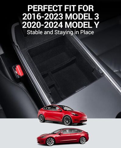 BASENOR Tesla Model Y Model 3 Armrest Storage Box Organizer Center Console Tray Tesla Interior Accessories for 2016-2023 Model 3 2020-2024 Model Y (Not Fit 2024 Model 3) in Saudi Arabia