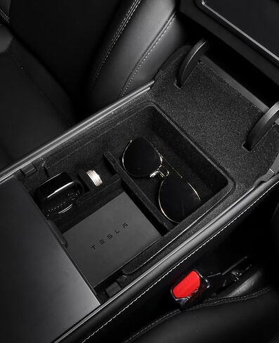 BASENOR Tesla Model Y Model 3 Armrest Storage Box Organizer Center Console Tray Tesla Interior Accessories for 2016-2023 Model 3 2020-2024 Model Y (Not Fit 2024 Model 3) in Saudi Arabia