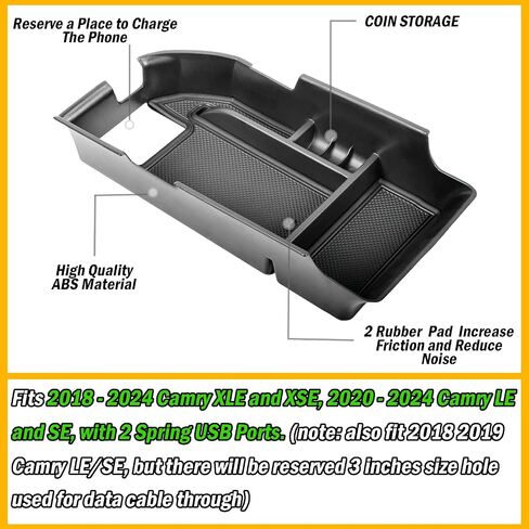 TACORBO Center Console Organizer Compatible with Toyota Camry XLE/XSE 2018-2024 and Camry LE/SE 2020-2024 Accessories, Camry Hybrid Armrest Insert Tray, (not for 9th 2024 2025 Camry), White Trim in Saudi Arabia