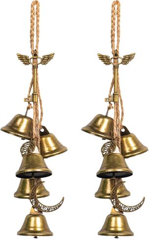 Witch Bells for Door Knob for Protection Kit Witch Wind Chimes Door Hanger Wiccan Bell Witchcraft Brass Witch Bells Door Protection Charm(2pcs Moon Style) in Saudi Arabia