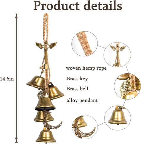 Witch Bells for Door Knob for Protection Kit Witch Wind Chimes Door Hanger Wiccan Bell Witchcraft Brass Witch Bells Door Protection Charm(2pcs Moon Style) in Saudi Arabia