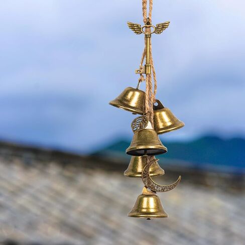 Witch Bells for Door Knob for Protection Kit Witch Wind Chimes Door Hanger Wiccan Bell Witchcraft Brass Witch Bells Door Protection Charm(2pcs Moon Style) in Saudi Arabia
