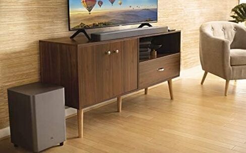 JBL JBL2GBAR51IMBLKAM Bar 5.1 Soundbar مع محيط افتراضي مدمج، 4K ومضخم صوت لاسلكي 10 بوصة (متجدد) in Kuwait