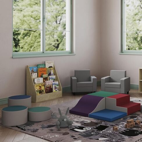 Factory Direct Partners 13876-CT SoftScape 15" Round Two-Tone Ottoman Set; Flexible All-Foam Seating, 3 Tiered Stool Heights 6, 9, 12"; for Playroom, Classroom, Library (3-Piece) - Contemporary in Saudi Arabia