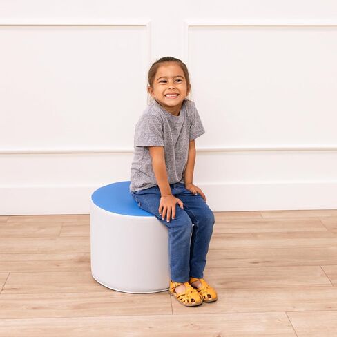 Factory Direct Partners 13876-CT SoftScape 15" Round Two-Tone Ottoman Set; Flexible All-Foam Seating, 3 Tiered Stool Heights 6, 9, 12"; for Playroom, Classroom, Library (3-Piece) - Contemporary in Saudi Arabia