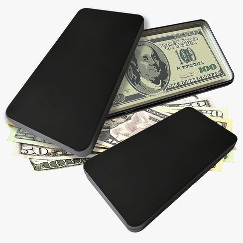 صندوق نقود صغير مكون من قطعتين، صندوق نقود معدني مع غطاء، منظم تخزين الأموال لتوفير النقود، منظم حامل نقود بصف واحد من العملات المعدنية لتخزين النقود (أسود) in Kuwait