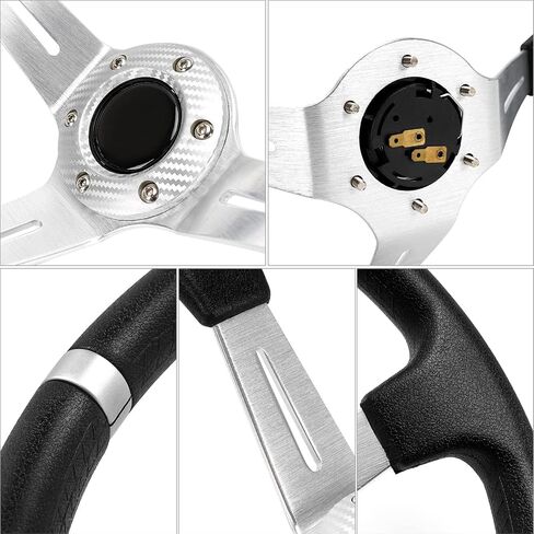 Golf Cart Steering Wheel Adapter 5/6 Holes Adapter Chrome Hub for Golf Carts for EZGO RXV TXT (Black Adpter for EZGO TXT&RXV) in Saudi Arabia