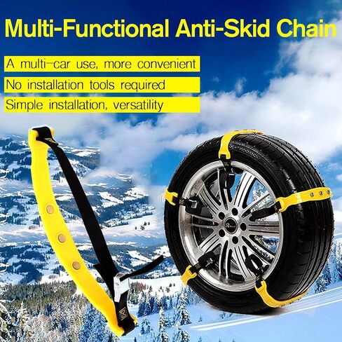 Snow Chains Anti-Skid Anti Slip Emergency Snow Tire Chains - Portable Emergency Traction Snow Mud Chains Universal Adjustable 10pcs Car Security Chains for SUV and Cars (Yellow & Black - 10pcs) in Saudi Arabia