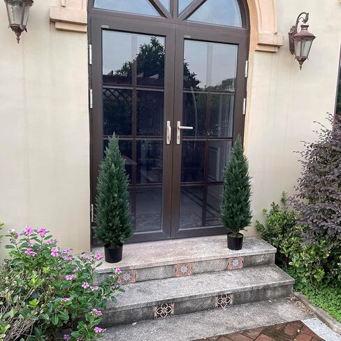 3.5FT Artificial Topiary Tree Artificial Cedar Trees UV Resistant Potted Plant for Indoor Outdoor Garden Home Decor Set of 2 Artificial Outdoor Tree in Saudi Arabia