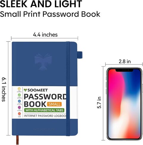 Soomeet Password Book with Alphabetical Tabs, Hardcover Password Keeper, A5 Size 8.3"x6" Password Notebook for Saving Internet Login, Username, Password Organizer for Computer & Website Logins in Saudi Arabia
