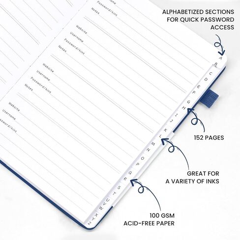 Soomeet Password Book with Alphabetical Tabs, Hardcover Password Keeper, A5 Size 8.3"x6" Password Notebook for Saving Internet Login, Username, Password Organizer for Computer & Website Logins in Saudi Arabia