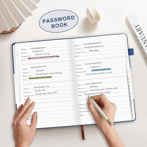 Soomeet Password Book with Alphabetical Tabs, Hardcover Password Keeper, A5 Size 8.3"x6" Password Notebook for Saving Internet Login, Username, Password Organizer for Computer & Website Logins in Saudi Arabia