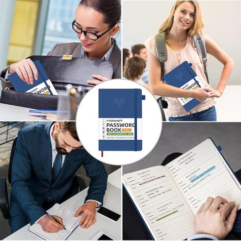Soomeet Password Book with Alphabetical Tabs, Hardcover Password Keeper, A5 Size 8.3"x6" Password Notebook for Saving Internet Login, Username, Password Organizer for Computer & Website Logins in Saudi Arabia