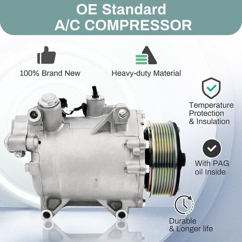CO 4920AC، ضاغط مكيف الهواء مع قابض متوافق مع 2007-2015 Honda Civic CRV وAcura ILX RDX، قطعة غيار ضاغط تكييف الهواء | جديد، عمر الفاروق: 38810RWCA03، 38810RZYA01، إلخ. in Kuwait