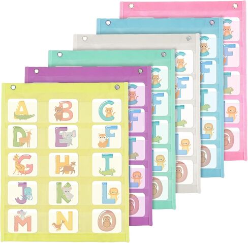 6 Pcs Classroom Magnetic Pocket Chart Squares Magnetic Teaching Supplies for Teacher Kid School Learning Homeschool Schedule Circle Time Daily Activities Organizer 6 Color,17.7 x 14 Inch in Saudi Arabia