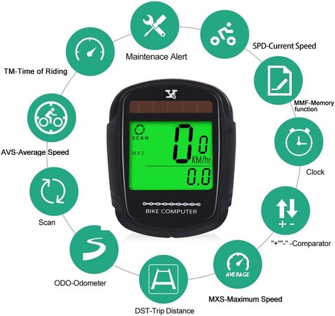 JGRZF Bike Computer Bicycle Wireless Speedometer and Odometer Waterproof Backlight with Digital LCD Display for Outdoor Cycling and Fitness Multi Function (Wireless Computer) in Kuwait