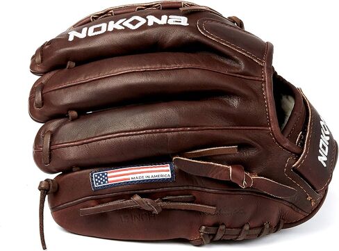 قفاز Nokona X2-V1250C مصنوع يدويًا X2 Elite للبيسبول والكرة اللينة - شبكة مغلقة لمواقع الملعب والخارج، قفاز للبالغين 12.5 بوصة، صنع في الولايات المتحدة الأمريكية in Kuwait