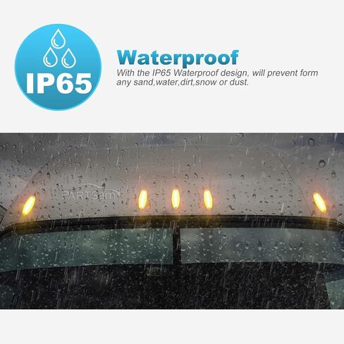 Partsam 5pcs عدسة الدخان الأصفر 6 LED أعلى الكابينة سقف تشغيل أضواء المصابيح الجمعية استبدال لFreightliner Cascadia الثقيلة أضواء الكابينة شاحنة in Kuwait