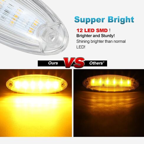 Partsam 5pcs عدسة الدخان الأصفر 6 LED أعلى الكابينة سقف تشغيل أضواء المصابيح الجمعية استبدال لFreightliner Cascadia الثقيلة أضواء الكابينة شاحنة in Kuwait