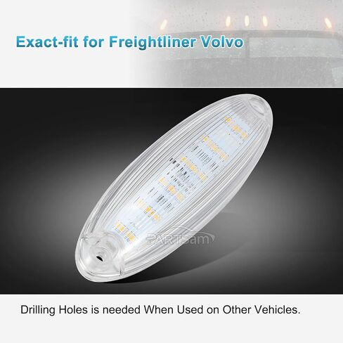 Partsam 5pcs عدسة الدخان الأصفر 6 LED أعلى الكابينة سقف تشغيل أضواء المصابيح الجمعية استبدال لFreightliner Cascadia الثقيلة أضواء الكابينة شاحنة in Kuwait