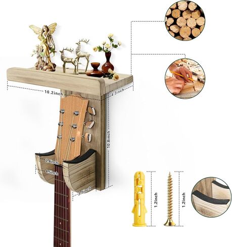 Thcbme Guitar Wall Mount,Guitar Wall Hanger Holder with Shelf for Acoustic or Mandolin,Violin,General Guitar (One Pack) in Saudi Arabia