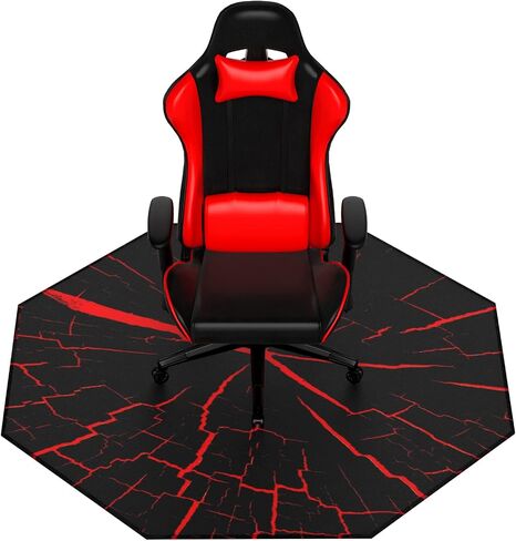 51" X Large Gaming Chair Mat, Natural Rubber Computer Mat for Hard Floor, Game Floor Protector Hardwood Soft/Non-Slip/Scratch-Resistant & Washable (Octagon-3D) in Saudi Arabia