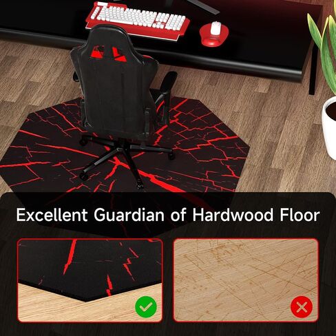 51" X Large Gaming Chair Mat, Natural Rubber Computer Mat for Hard Floor, Game Floor Protector Hardwood Soft/Non-Slip/Scratch-Resistant & Washable (Octagon-3D) in Saudi Arabia