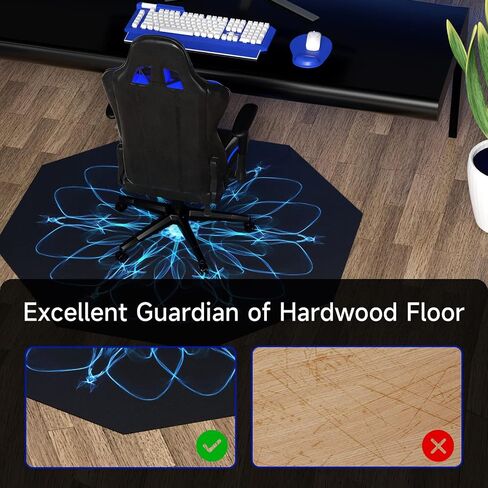 51" X Large Gaming Chair Mat, Natural Rubber Computer Mat for Hard Floor, Game Floor Protector Hardwood Soft/Non-Slip/Scratch-Resistant & Washable (Octagon-3D) in Saudi Arabia