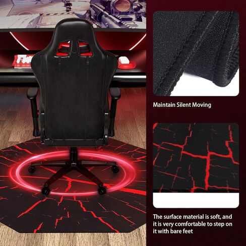 51" X Large Gaming Chair Mat, Natural Rubber Computer Mat for Hard Floor, Game Floor Protector Hardwood Soft/Non-Slip/Scratch-Resistant & Washable (Octagon-3D) in Saudi Arabia