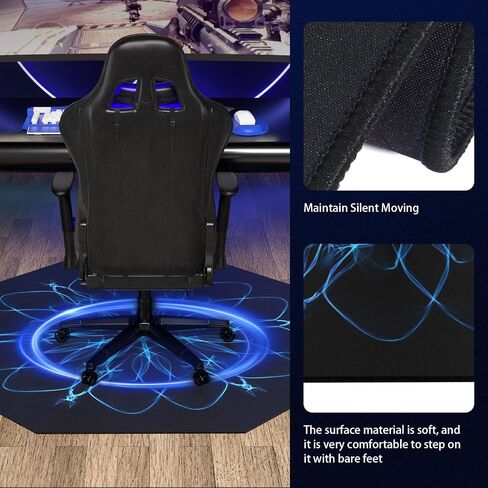 51" X Large Gaming Chair Mat, Natural Rubber Computer Mat for Hard Floor, Game Floor Protector Hardwood Soft/Non-Slip/Scratch-Resistant & Washable (Octagon-3D) in Saudi Arabia