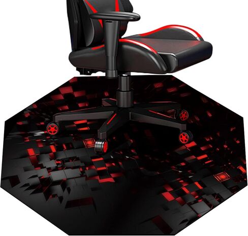 51" X Large Gaming Chair Mat, Natural Rubber Computer Mat for Hard Floor, Game Floor Protector Hardwood Soft/Non-Slip/Scratch-Resistant & Washable (Octagon-3D) in Saudi Arabia