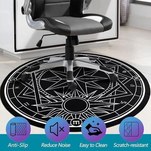 Homcomoda Gaming Chair Mat for Hardwood Floor Anti-Slip Round 47 Inch Floor Protector Low-Pile Computer Chair Mat for Office Gaming Room Home Decor in Kuwait