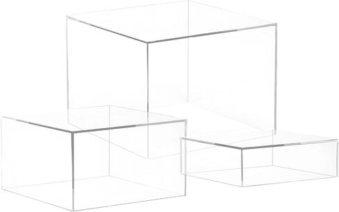 WHSLILR رافعات البوفيه، رافعات الطعام لطاولة البوفيه، رافعات التعشيش على شكل مكعب أكريليك مع قيعان مجوفة، رفوف عرض لمقتنيات الحلوى، أشكال المجوهرات، 6 بوصة × 7 بوصة × 8 بوصة، أسود 6 قطع in Kuwait