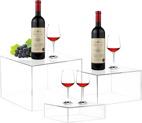 WHSLILR رافعات البوفيه، رافعات الطعام لطاولة البوفيه، رافعات التعشيش على شكل مكعب أكريليك مع قيعان مجوفة، رفوف عرض لمقتنيات الحلوى، أشكال المجوهرات، 6 بوصة × 7 بوصة × 8 بوصة، أسود 6 قطع in Kuwait