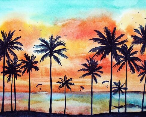 TUMOVO Beach Paint by Numbers for Adults Paint by Number Kits on Canvas with Brushes and Acrylic Pigment Wave Paint Kits for Adults Oil Hand Painting Sunset Landscape Art Crafts 16"x20"(Frameless) in Saudi Arabia