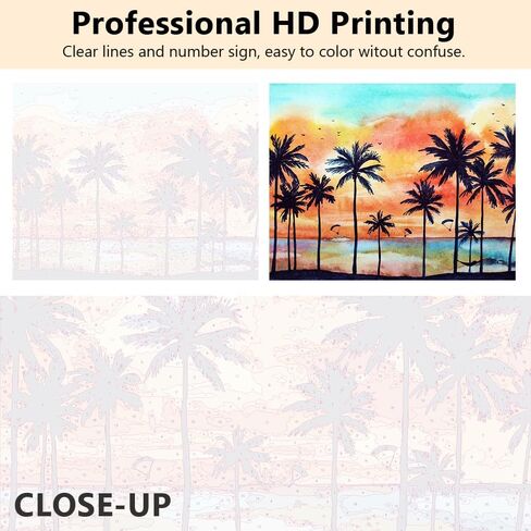 TUMOVO Beach Paint by Numbers for Adults Paint by Number Kits on Canvas with Brushes and Acrylic Pigment Wave Paint Kits for Adults Oil Hand Painting Sunset Landscape Art Crafts 16"x20"(Frameless) in Saudi Arabia