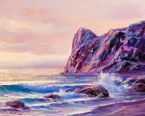 TUMOVO Beach Paint by Numbers for Adults Paint by Number Kits on Canvas with Brushes and Acrylic Pigment Wave Paint Kits for Adults Oil Hand Painting Sunset Landscape Art Crafts 16"x20"(Frameless) in Saudi Arabia