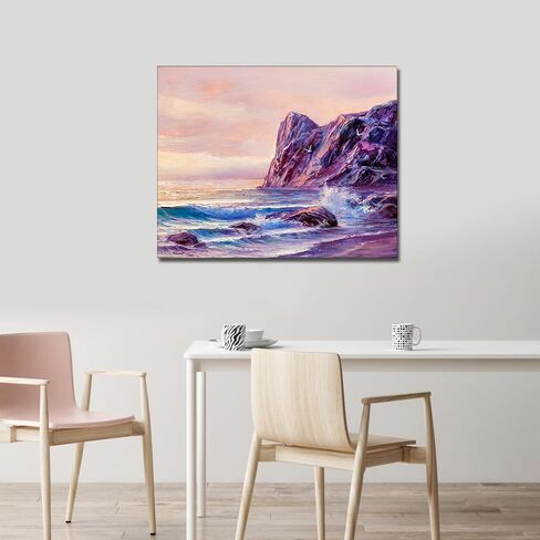 TUMOVO Beach Paint by Numbers for Adults Paint by Number Kits on Canvas with Brushes and Acrylic Pigment Wave Paint Kits for Adults Oil Hand Painting Sunset Landscape Art Crafts 16"x20"(Frameless) in Saudi Arabia
