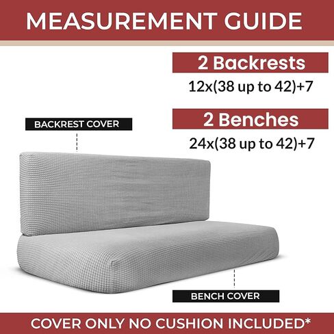 Hudson Comfort RV Dinette Cushion Covers - Microfiber Stretchable Fabric Designed to Fit Wide Variety of Seats - Camper Cushion Slipcovers - Includes 1 Backrest Cover & 1 Bench Cover (Gray) in Saudi Arabia
