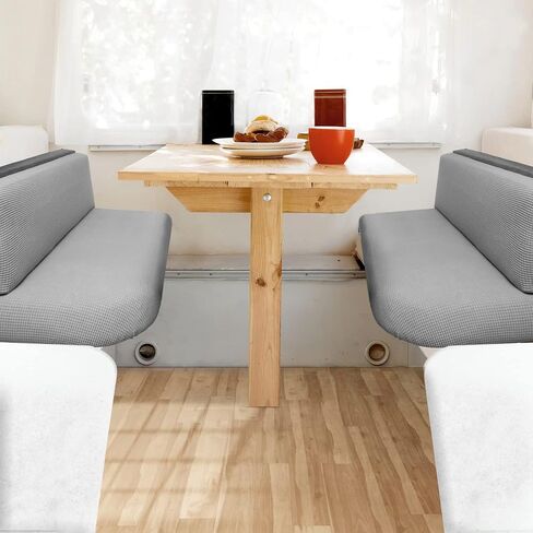 Hudson Comfort RV Dinette Cushion Covers - Microfiber Stretchable Fabric Designed to Fit Wide Variety of Seats - Camper Cushion Slipcovers - Includes 1 Backrest Cover & 1 Bench Cover (Gray) in Saudi Arabia