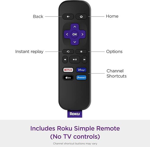 روكو اكسبريس (جديد) | جهاز بث HD Roku مع جهاز تحكم بسيط (بدون أدوات تحكم في التلفزيون)، تلفزيون مباشر ومجاني، يتضمن قطعة قماش للتنظيف وحقيبة للحمل in Kuwait