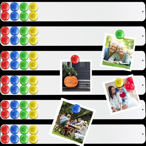 6 Pieces Frameless Magnetic Stainless Iron Board Strip Bulletin Bar Board Memo Strip Set with 48 Pieces Colorful Magnet for Kitchen Office(Black) in Kuwait