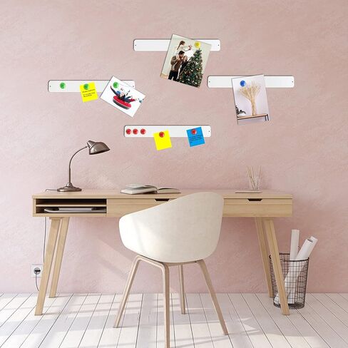 6 Pieces Frameless Magnetic Stainless Iron Board Strip Bulletin Bar Board Memo Strip Set with 48 Pieces Colorful Magnet for Kitchen Office(Black) in Kuwait