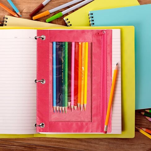 حقيبة أقلام رصاص من Ageoli، 3 أكياس حلقية، 10 عبوات من 10 أكياس أقلام رصاص بسحاب ملون مع جيب مزدوج لتخزين اللوازم المكتبية in Saudi Arabia