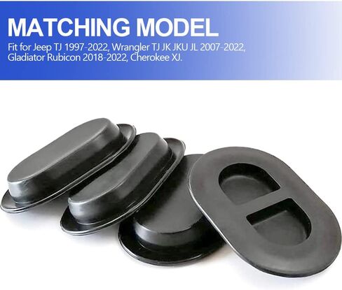 4 قطع من مقابس تصريف الأرضية، فتحات تصريف أرضية أمامية وخلفية، قابس مطاطي لسيارة Jeep TJ Wrangler JK JKU JL 1997-2022، من أجل Gladiator Rubicon JT 2020-2022 لسجادة أرضية Mopar Slush مناسبة لجميع الأحوال الجوية in Kuwait