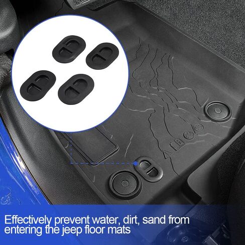 4 قطع من مقابس تصريف الأرضية، فتحات تصريف أرضية أمامية وخلفية، قابس مطاطي لسيارة Jeep TJ Wrangler JK JKU JL 1997-2022، من أجل Gladiator Rubicon JT 2020-2022 لسجادة أرضية Mopar Slush مناسبة لجميع الأحوال الجوية in Kuwait