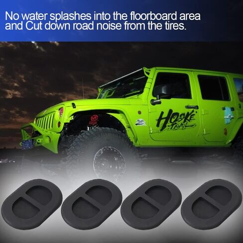 4 قطع من مقابس تصريف الأرضية، فتحات تصريف أرضية أمامية وخلفية، قابس مطاطي لسيارة Jeep TJ Wrangler JK JKU JL 1997-2022، من أجل Gladiator Rubicon JT 2020-2022 لسجادة أرضية Mopar Slush مناسبة لجميع الأحوال الجوية in Kuwait