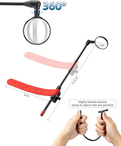 مرآة خوذة الدراجة من ROCKBROS، مرآة محدبة، إطار قابل للتشكيل من سبائك الألومنيوم، طريقة تثبيت قابلة للفصل، مرآة ركوب الدراجات تناسب 90% خوذة دراجة، خفيفة الوزن، ملحقات الدراجة in Kuwait